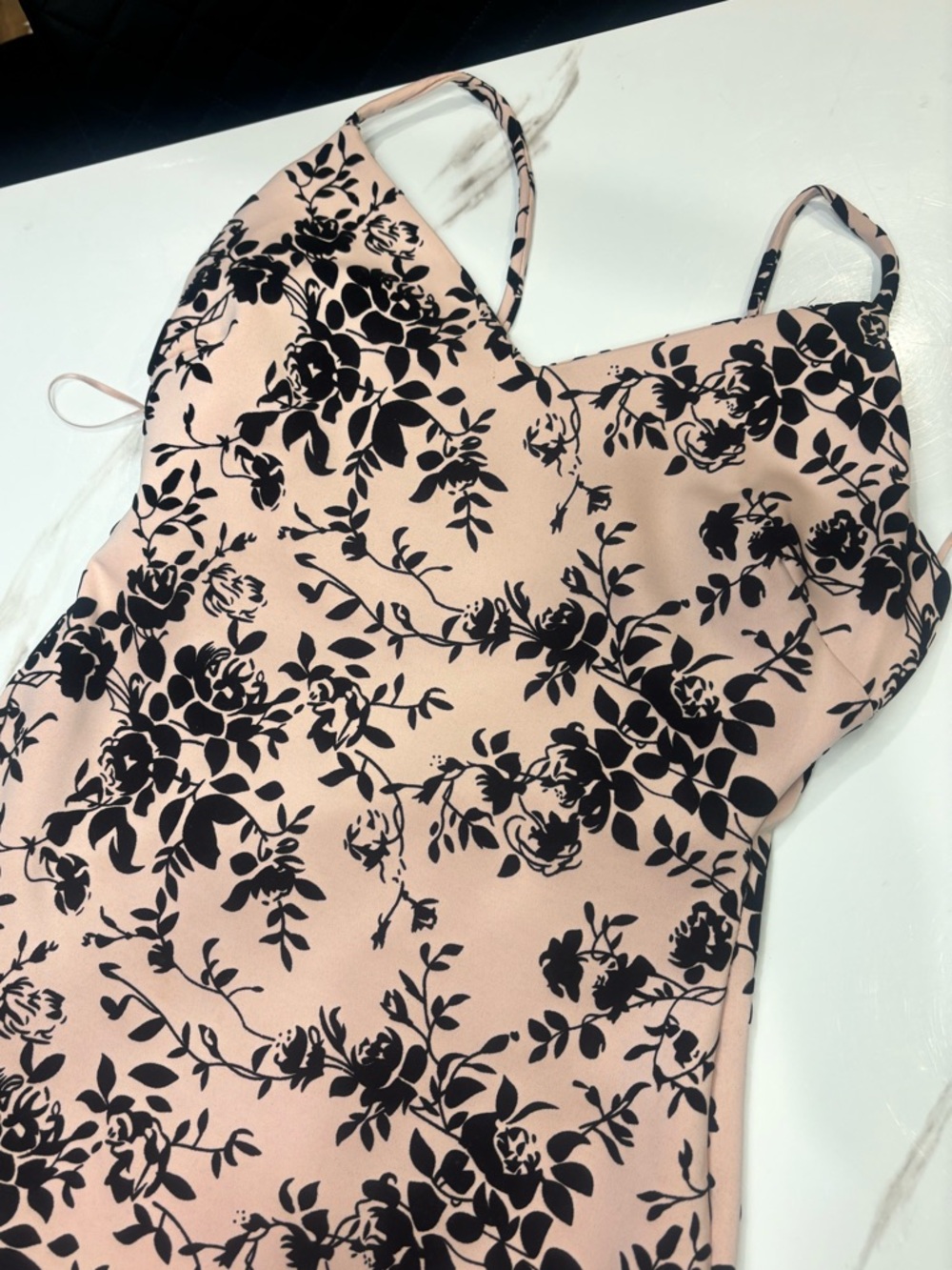 Windsor Pink Slip Dress with Black Floral Print